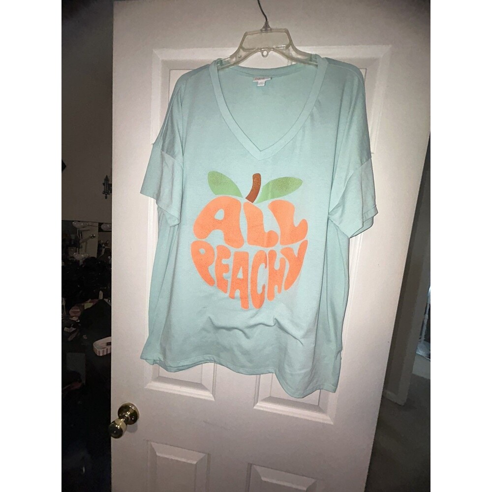 Lularoe T-shirt Blue “All Peachy” Women’s 2xl